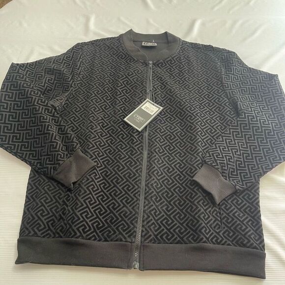 NWT Casa Moda Black Knit Bomber Jacket Size Large New - Picture 1 of 8